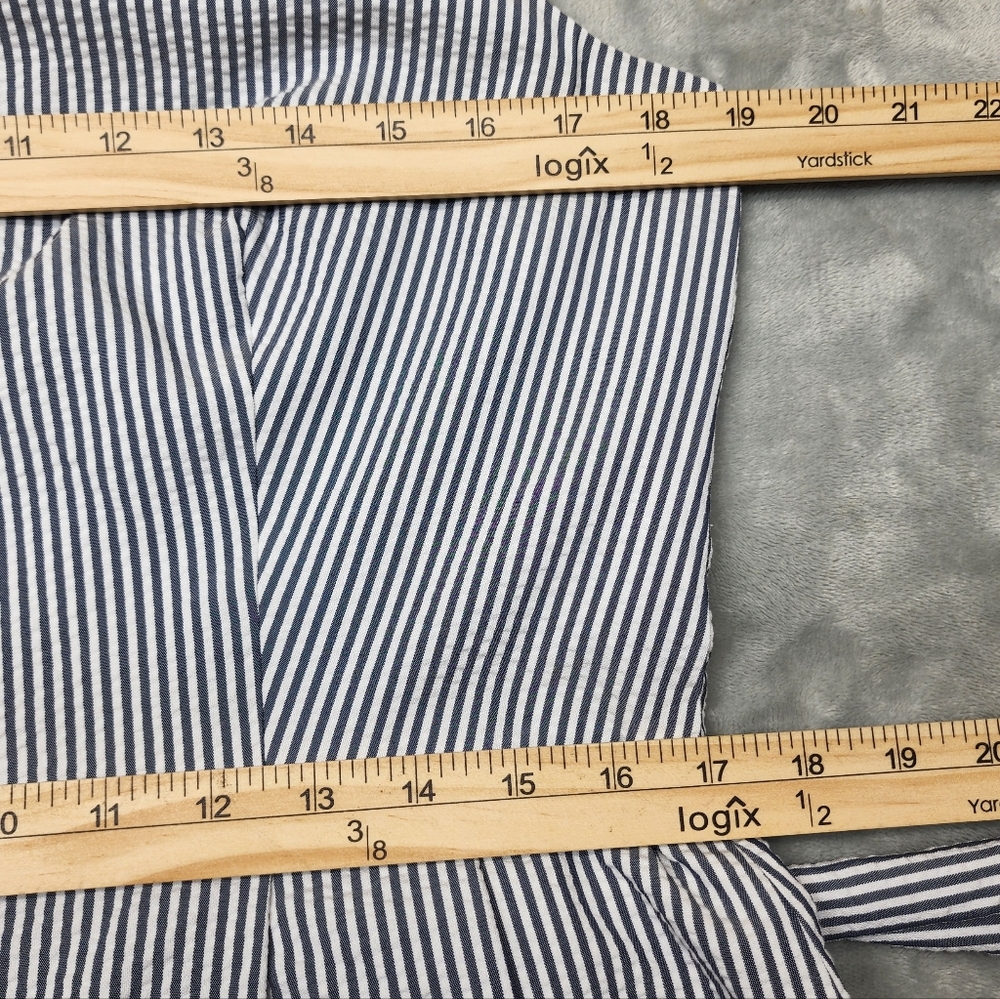 Anne Klein Gray and White Striped Seersucker Midi Dress Size 14 - Picture 6 of 9